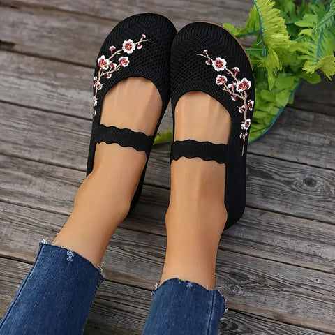 Bailarinas GINEVRA, com bordados requintados de flores de cerejeira