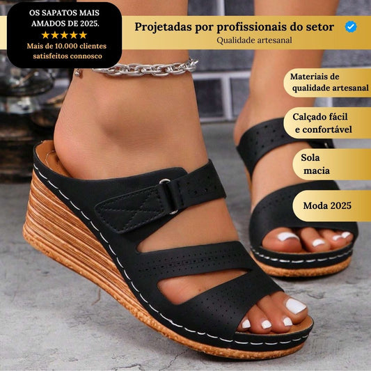Sandálias ALESSANDRA, artesanais com sola plataforma.
