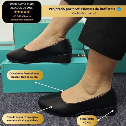 Sapatilhas elegantes com sola elevada confortável e antiderrapante
