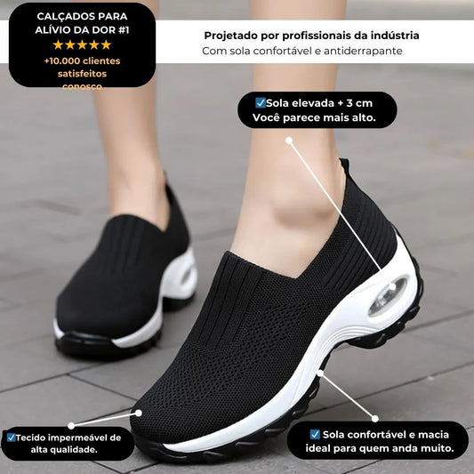 Sapatos de senhora com uma confortável sola elevada