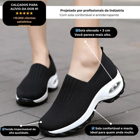 Sapatos de senhora com uma confortável sola elevada