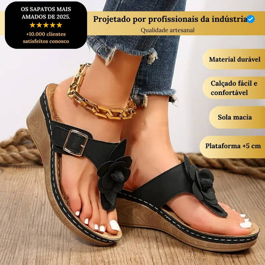 Sapatos TRUDI, sandálias artesanais com plataforma.
