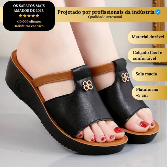 Sandálias XENIA, em suave pele ecológica com plataforma