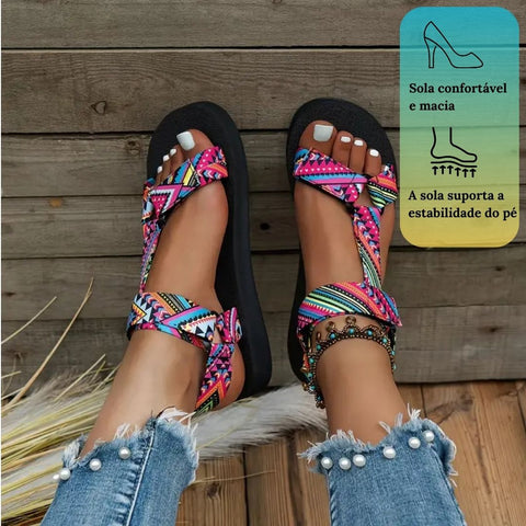 Sandálias ALEJANDRA, coloridas, slip-on com fecho em straps.
