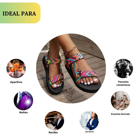 Sandálias ALEJANDRA, coloridas, slip-on com fecho em straps.